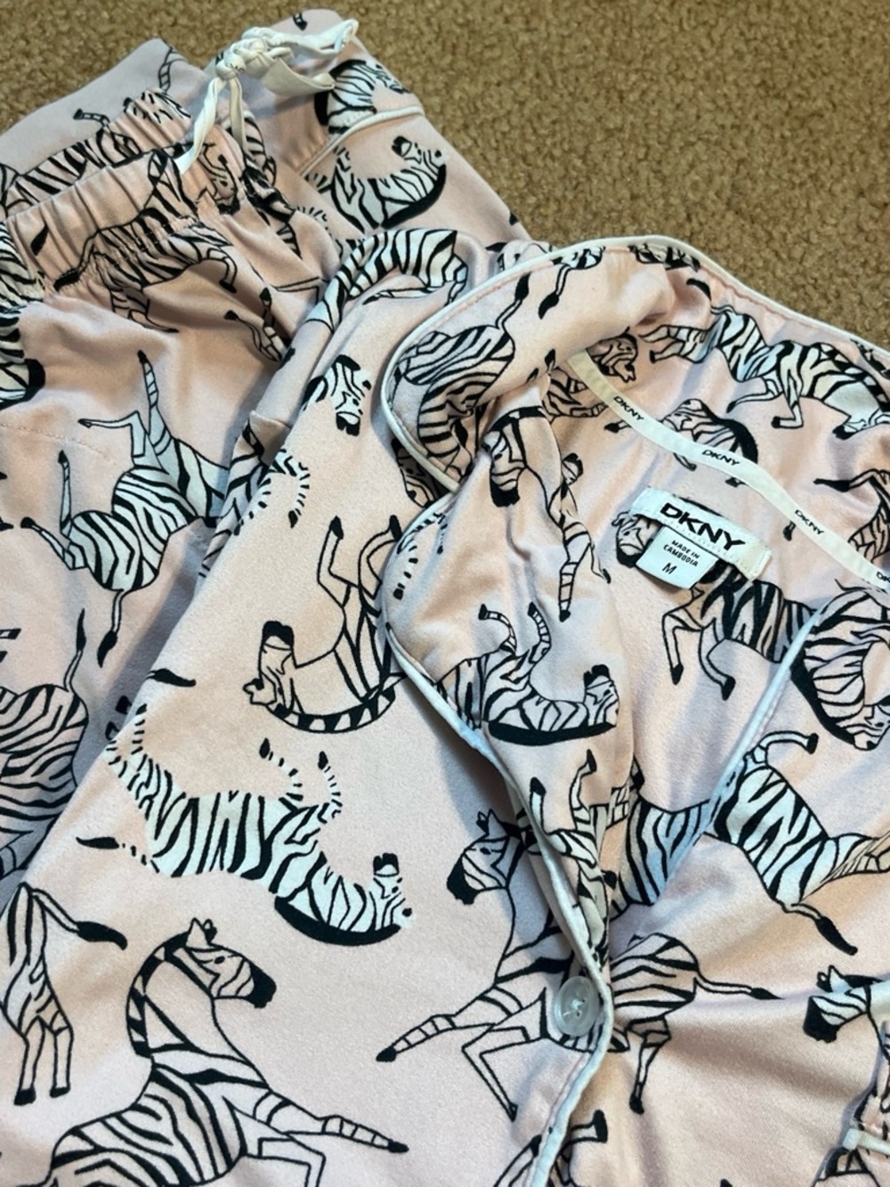 DKNY Light Pink Zebra-Print Pajama Set